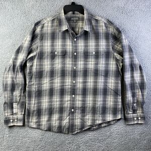 LL Bean Signature Shirt Mens Size XL Button Down Long Sleeve Plaid Gray Slim Fit